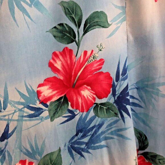 Jade Fashions Sleeveless Maxi Dress Size XL VTG Hawaii Blue Tropical Hibiscus - Picture 7 of 15